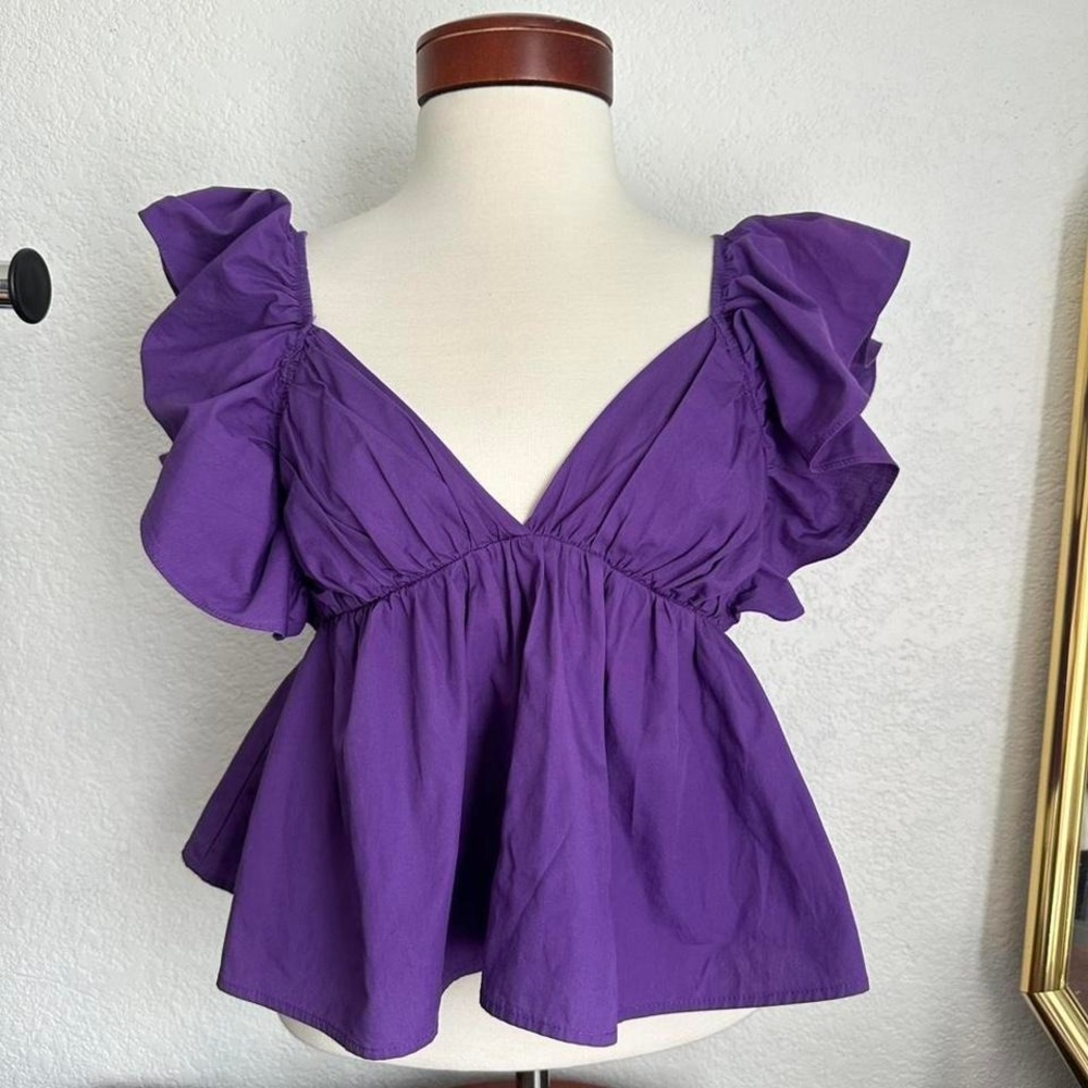 Day + Moon Purple Day Dream Ruffle Top Size Small